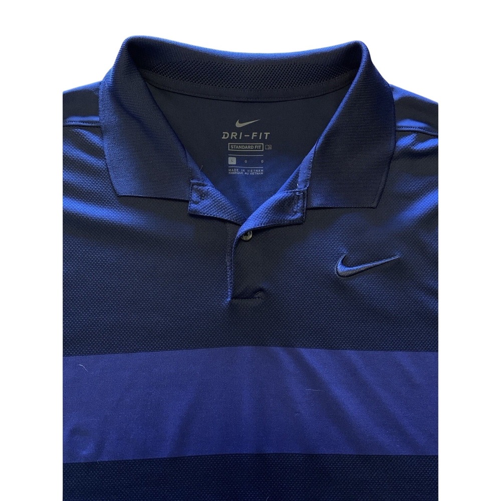 Nike Golf Blue Void‎ Dri-Fit Vapor Stripe Polo Shirt  BV0474-492 Men's L